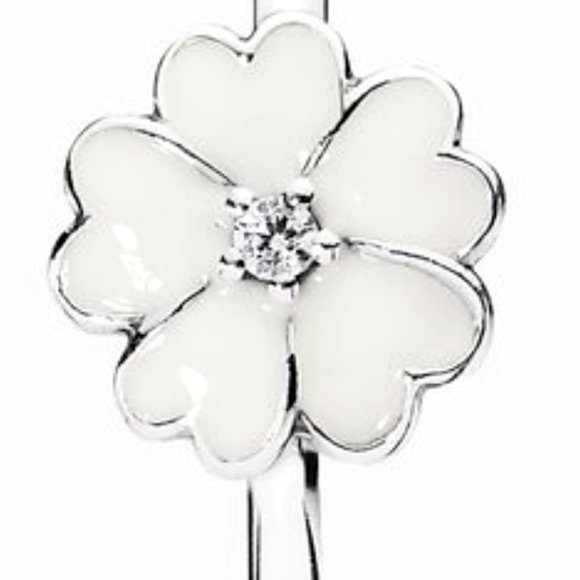 Pandora Jewelry - Pandora Primrose Stackable Ring White Enamel Sizes